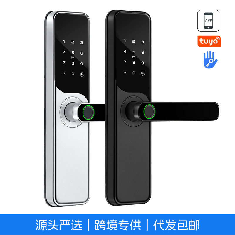 跨境铝合金民宿公寓室内木门智能锁涂鸦通通刷卡指纹智能密码锁