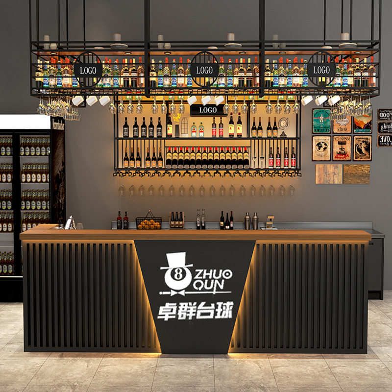 铁艺工业风收银台烧烤店酒吧转角复古吧台台球俱乐部前台接待柜台