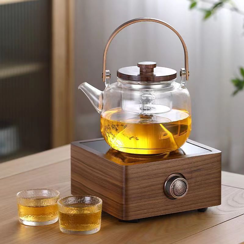 厂家直供煮茶电陶炉茶炉 商用迷你 胡桃木实木电陶炉多功能家用