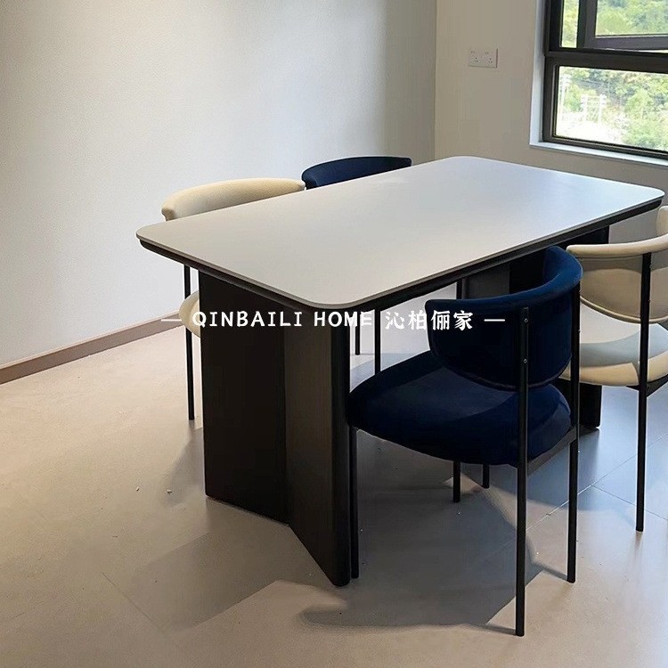 小户型轻奢长方形书桌电脑桌意式极简家用餐桌办公室会议桌洽谈桌