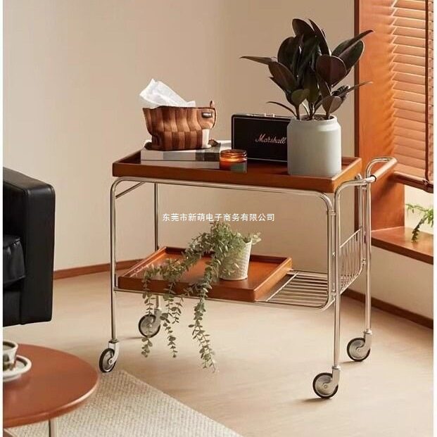 Mlo简约可移动茶水小推车实木茶几沙发餐柜客厅餐边柜餐车置物架