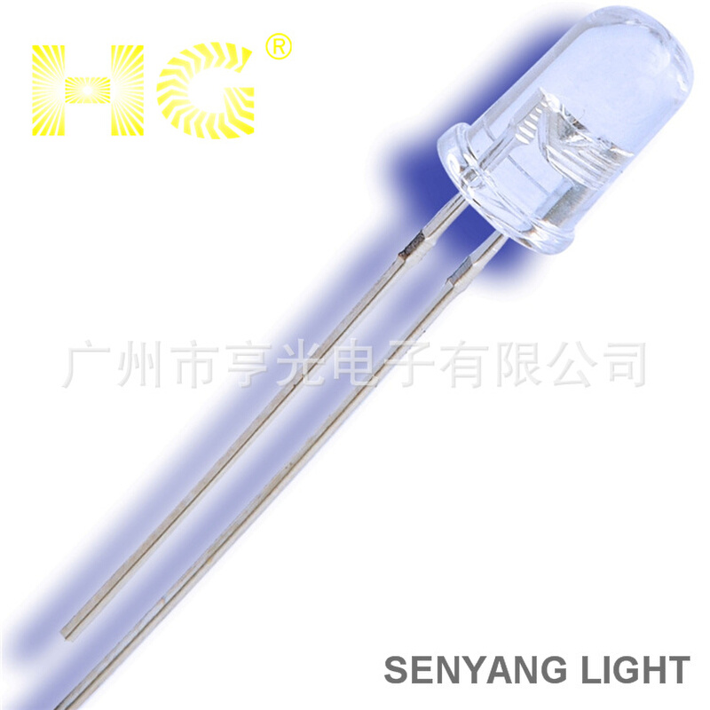 F5圆头白发黄高亮度 直插式LED灯珠 透明 5mm黄光led发光二管