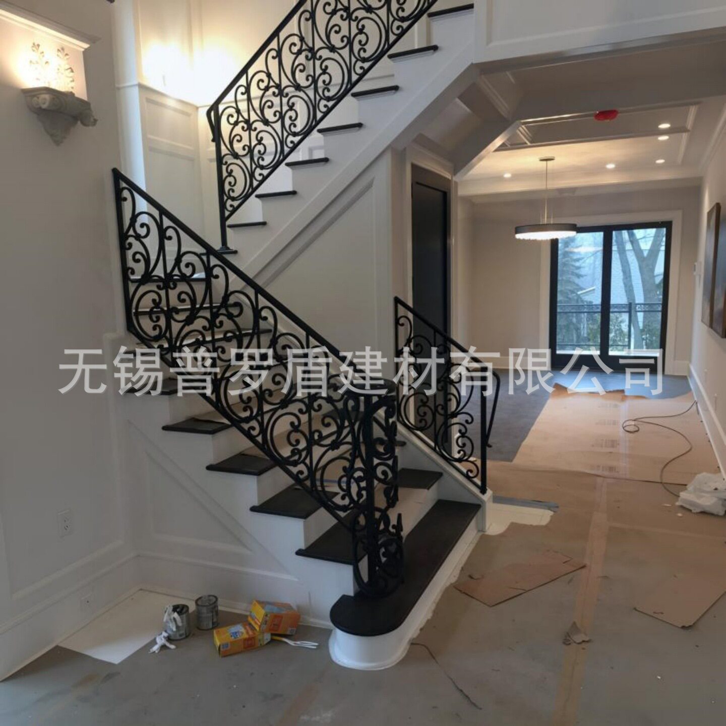 欧式复古铁艺扶手法式锻打栏杆别墅室内旋转楼梯户外阳台防护栏