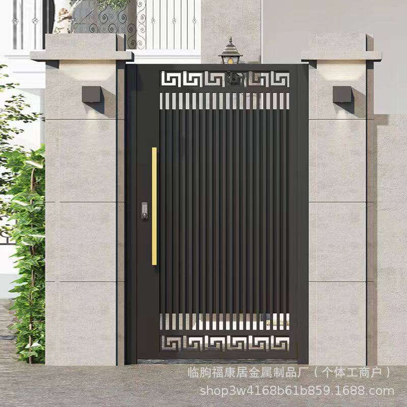 现代简约中式铝合金入户门别墅花园铝艺大门直销户外花园单扇门