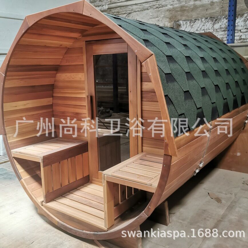 爆款户外豪华红雪松圆桶柴火炉桑拿房干蒸房汗蒸房厂家直销
