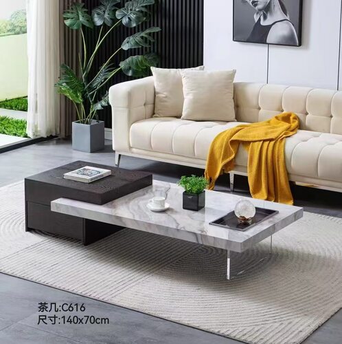 意式轻奢极简网红新款长方形家用储物岩板茶几桌设计师小户型客厅