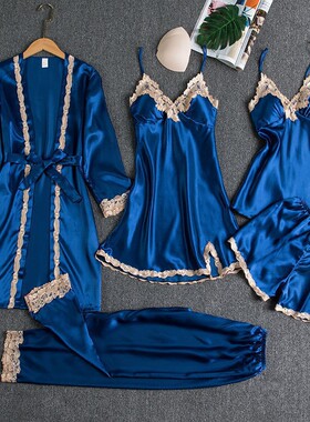 Solid color lace loose sleepwear for women纯色蕾丝宽松睡衣女