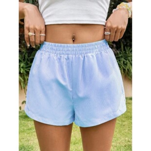 Women slim fit shorts 女士修身 compression 收腹休闲条纹短裤