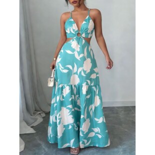 with 女士吊带V领抹胸连衣裙 suspenders dress strapless neck