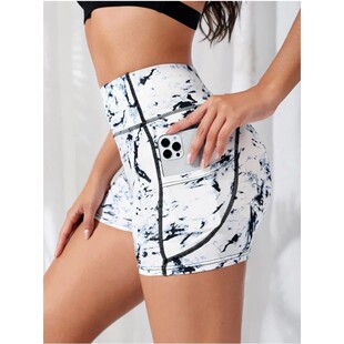 Women slim fit shorts 女士修身 compression 收腹花纹休闲短裤