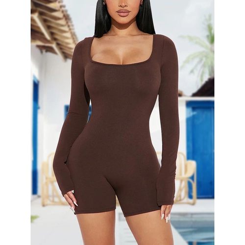 Sports slim long-sleeve joined shorts   运动修身长袖连体短裤