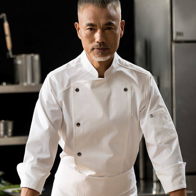 高端酒店厨师长工作服长袖男女黑色饭店主厨西餐行政总厨秋冬定制
