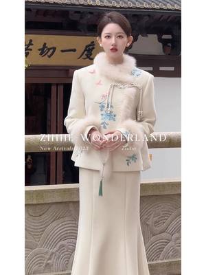 新中式国风套装女秋冬装搭配一整套穿搭小个子高级感小洋装两件套