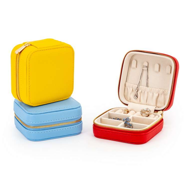 PU皮高端珠宝旅行便携式粉色首饰收纳盒可做LOGO