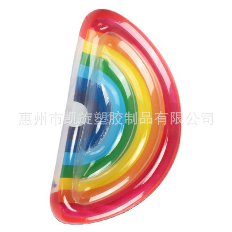 跨境新款 充气PVC半圆透明彩虹浮排 充气浮床水上乐园彩虹漂浮排