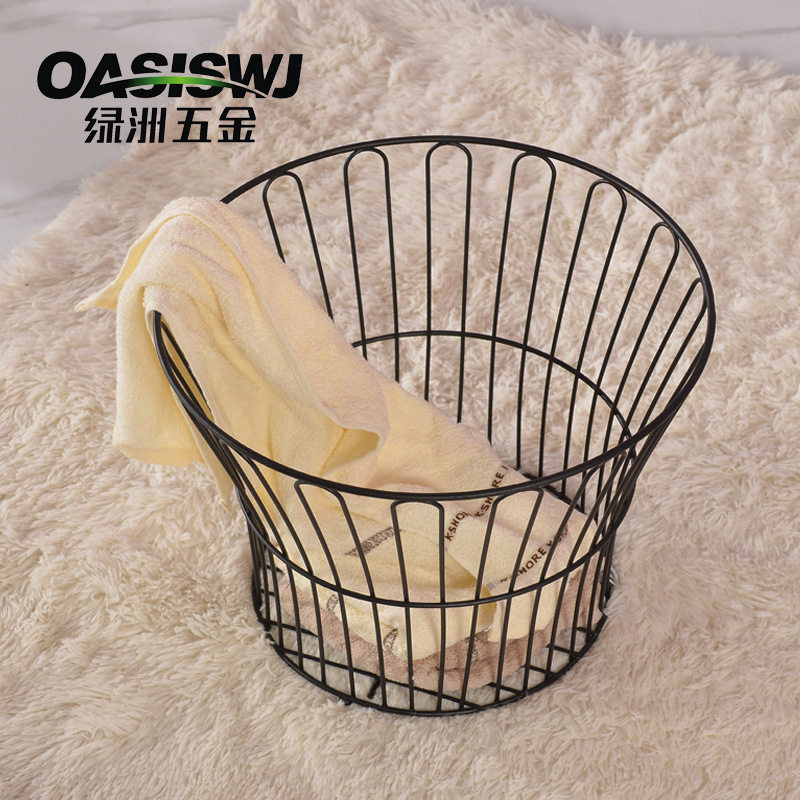 OASISWJ北欧铁艺衣服收纳筐浴室脏衣篓洗衣篮洗衣娄脏衣篮家用