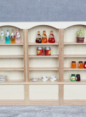 1:12娃娃屋DOLLHOUSE迷你家具配件三联书柜子书架展示橱柜diy素坯