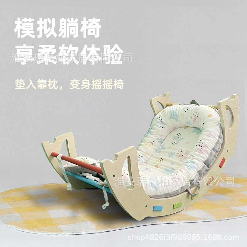 幼儿园攀爬架儿童实木家用室内宝宝感统训练床边滑梯图片