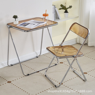 批发透明折叠椅亚克力餐椅网红化妆凳服装店拍照椅ins塑料水晶椅