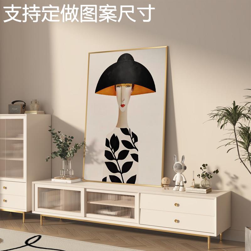 网红客厅轻奢背景墙壁挂画入户玄关过道个性人物装饰画竖版大幅落