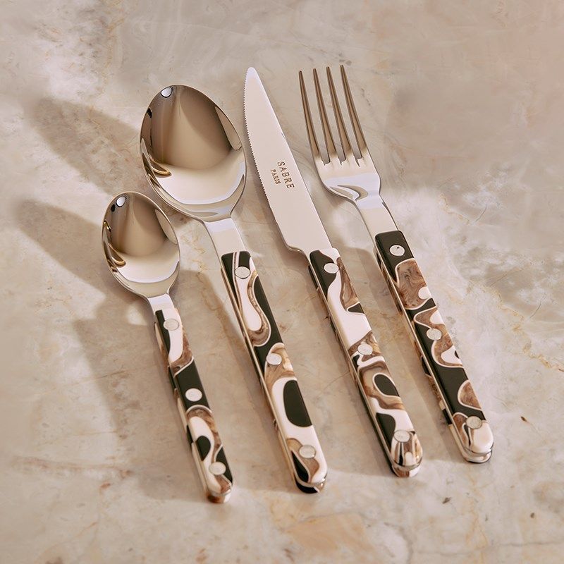 法国Sabre Parips黑白沙丘不锈钢刀叉勺三件套西餐具甜品勺黄油刀,餐饮具,西餐餐具套装,淘宝优惠券,粉丝福利购,淘宝优惠卷