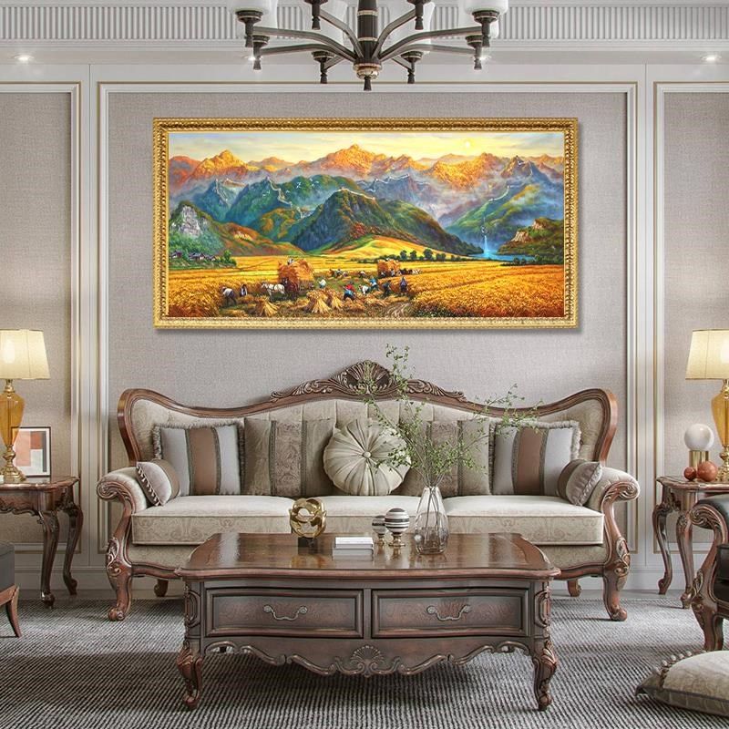 网红万里长城手油绘客厅办公室风景画丰收巨M人山装饰新中式日出,家居饰品,油画,淘宝优惠券,粉丝福利购,淘宝优惠卷