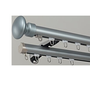 窗帘轨道滑轮顶装双轨罗r马u杆一整套侧装飘窗单滑道铝合金静音滑