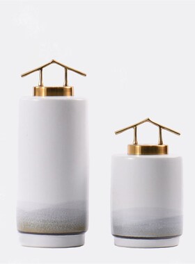 新中式手绘陶瓷罐子摆设酒店v会所售楼处橱柜软装饰品样板房间摆