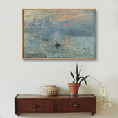 莫奈日出印象风景画北欧装 饰画客B厅轻奢玄关壁画酒店走廊过道挂