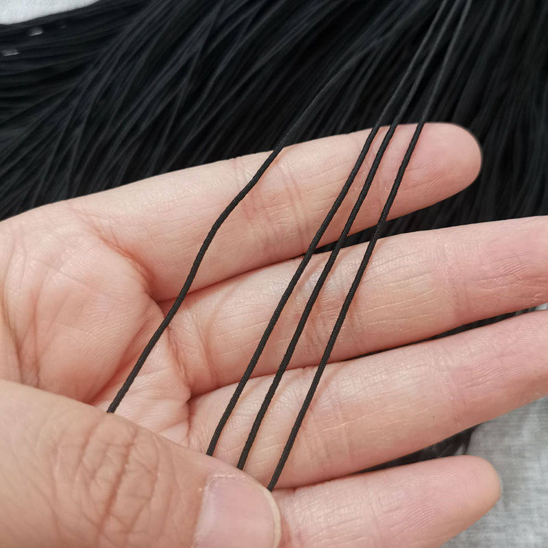 0.8毫米黑白色细圆吊牌弹力松z紧绳子 印刷挂卡绳 鞋子结双现货