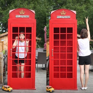 定制铁艺覆c古英伦电话亭模型摆件酒吧橱窗软装饰商场美陈摄影厂