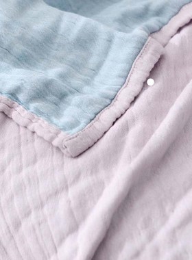 Springc Summer Cotton Gauze Muslin Throw Blanket on the Bed