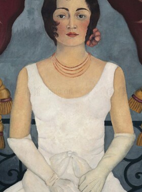 白衣女郎 Frida Kahlo 弗A里达 装饰画 墨西哥艺术 客厅书房酒吧