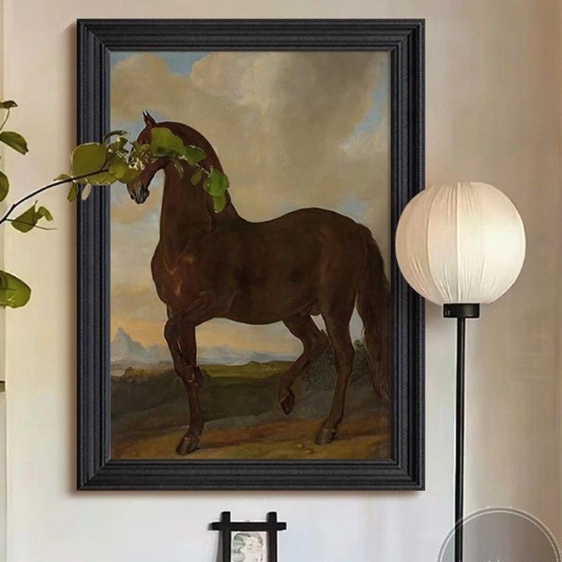 中古风马到成功抽象骏马纯手绘A油画美拉德色系挂画客厅玄关装饰,家居饰品,现代装饰画,淘宝优惠券,粉丝福利购,淘宝优惠卷