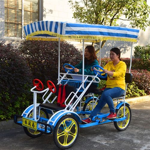 双人亲子b三人自行车四人自行车四轮自行车电动双亲子旅游观光车