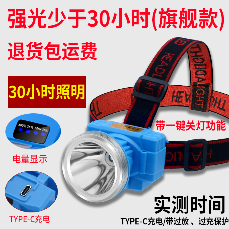 typec充电usb头灯强光超亮头戴式照明手电筒超长续航矿灯锂电钓鱼