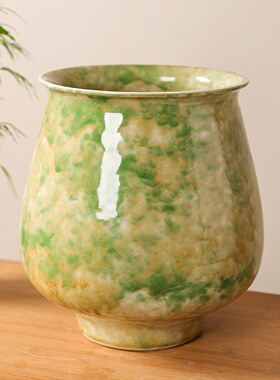 景德镇陶瓷花盆家用中式覆古高级大号口径绿色高脚花瓶兰花专用盆