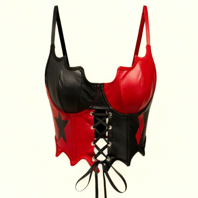 2026拼色吊带背心辣妹外穿战袍御如性感pu束腰胸衣修身绑带上衣女