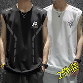 2025新款 坎肩薄体恤 宽松运动健身速干无袖 冰丝背心t恤男士 夏季
