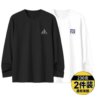 长袖 索罗娜纯色百搭宽松圆领打底衫 T恤休闲潮牌上衣 男士 春秋季