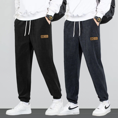 裤子男款2025新款春秋季灯芯绒束脚休闲纯秋款男士拼接运动长裤