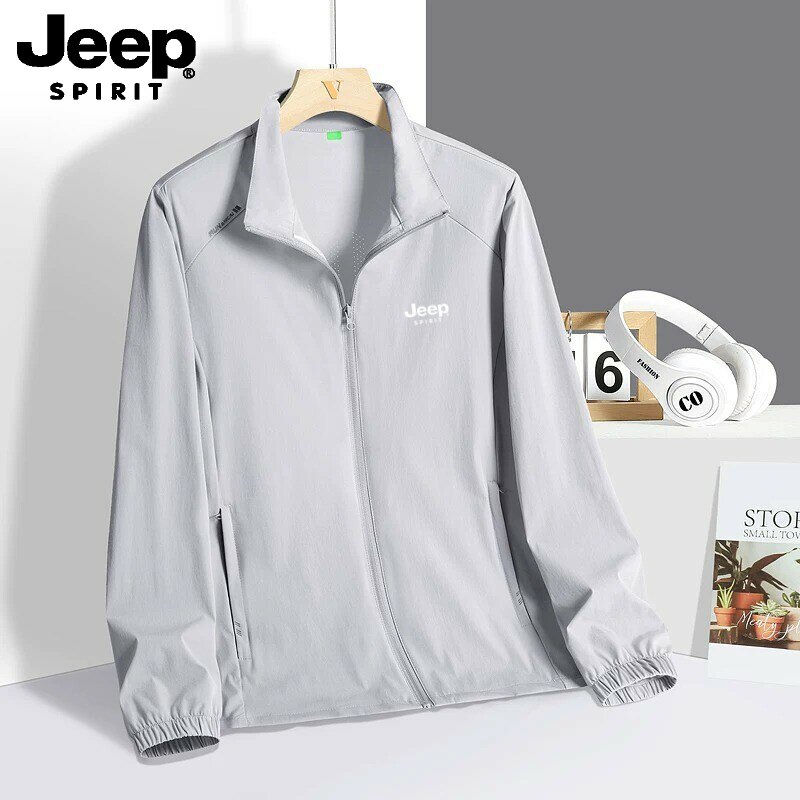 吉普JEEP夏季薄款外套冰丝速干防晒衣服男士皮肤衣爸爸单层夹克