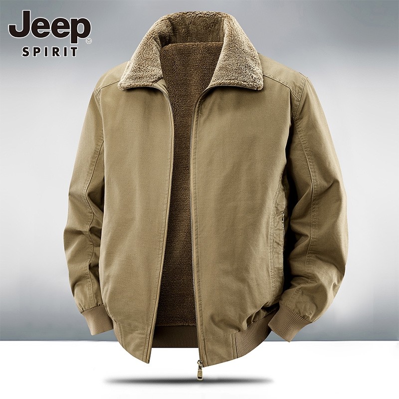 吉普JEEP男士纯棉羊羔绒外套2025秋冬新款加厚保暖中青年工装夹克,男装,夹克,淘宝优惠券,粉丝福利购,淘宝优惠卷