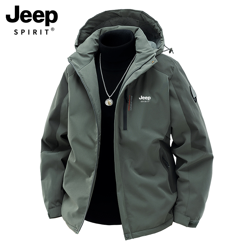 吉普JEEP新款户外加绒加厚冲锋衣