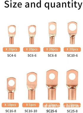 爆款AWG美规铜鼻子SC窥口裸端子170pHcs盒装金色HS-50B压线钳