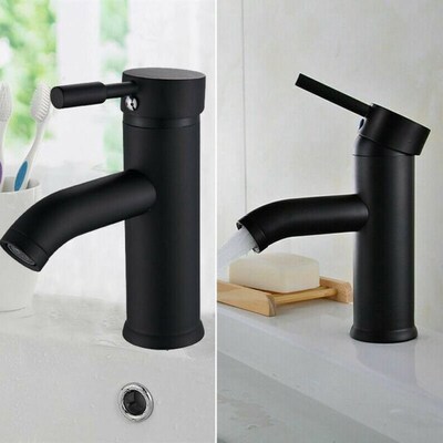 1pc Bathroom Basin Mixer Sink Tap Modern Matte BlUack Stainl