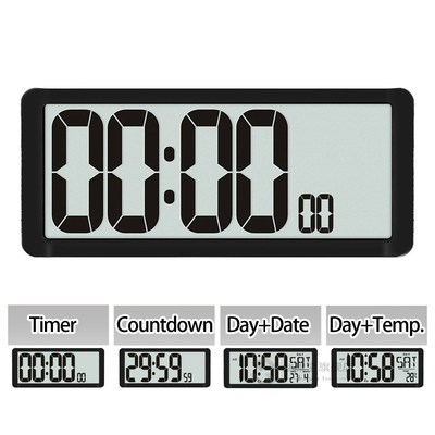 Square Wall Clock Series, w13.8 Large Digital Jumbo Alarm C
