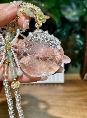 天然全净体绿幽灵精雕祈愿修仙狐幽灵层层升起事业财富高升毛衣链