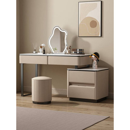 新款卧室梳妆台化妆桌现代极简约实木轻奢高级感边柜斗柜一体2023
