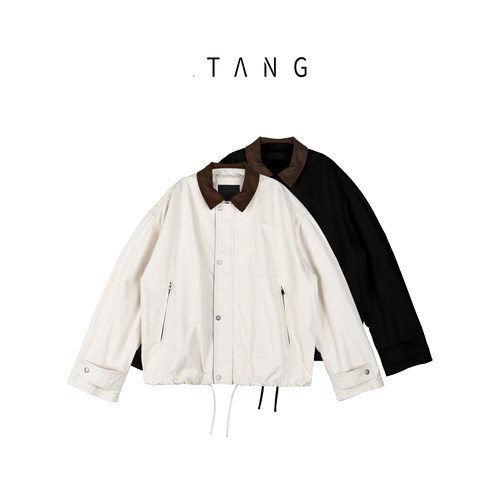 阿汤哥TANG[撞序]羊皮翻领夹克2026春季新款男复古上衣外套